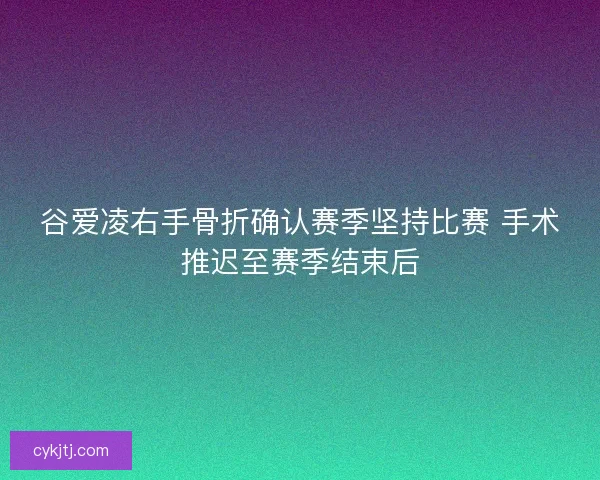 谷爱凌右手骨折确认赛季坚持比赛 手术推迟至赛季结束后